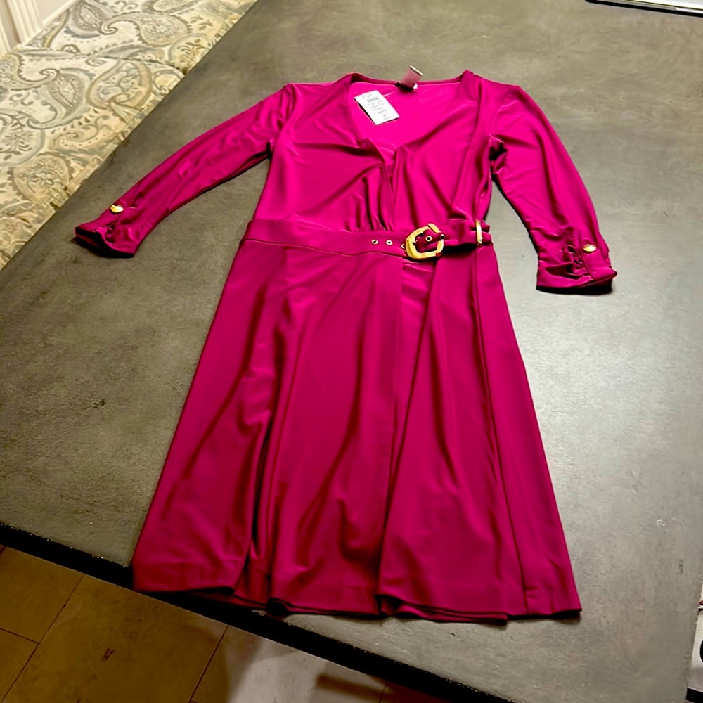Never worn  XS Cache dress. Gold belt and buttons.